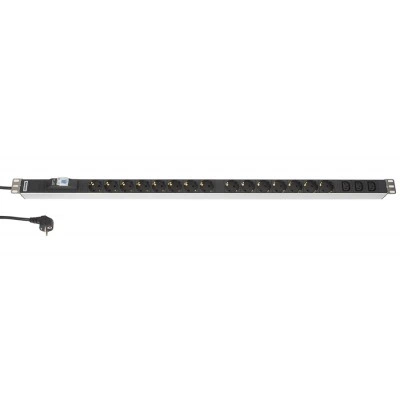 Hyperline SHT-15SH-3IEC-B-2.5EU Блок розеток, вертикальный, 15 розеток Schuko, 3 розетки IEC320 C13, автоматический выключатель, кабель питания 2.5м (3х1.5мм2) с вилкой Schuko 16A, 250В, 1024x44.4x44.4мм (ДхШхВ), копрус алюминий Hyperline SHT-15SH-3IEC-B-2.5EU Блок розеток, вертикальный, 15 розеток Schuko, 3 розетки IEC320 C13, автоматический выключатель, кабель питания 2.5м (3х1.5мм2) с вилкой Schuko 16A, 250В, 1024x44.4x44.4мм (ДхШхВ), копрус алюминий