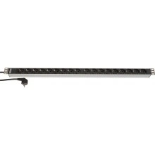 Hyperline SHT-18SH-2.5EU Блок розеток, вертикальный, 18 розеток Schuko, кабель питания 2.5м (3х1.5мм2) с вилкой Schuko 16A, 250В, 945x44.4x44.4мм (ДхШхВ), копрус алюминий
