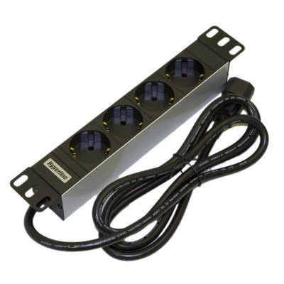 Hyperline SHT10-4SH-IEC Блок розеток для 10 шкафов, горизонтальный, 4 розетки Schuko, входной разъем IEC320 C14 10A, 250В, установочный размер 236 мм, 254х44.4х44.4мм (ДхШхВ), копрус алюминий Hyperline SHT10-4SH-IEC Блок розеток для 10 шкафов, горизонтальный, 4 розетки Schuko, входной разъем IEC320 C14 10A, 250В, установочный размер 236 мм, 254х44.4х44.4мм (ДхШхВ), копрус алюминий