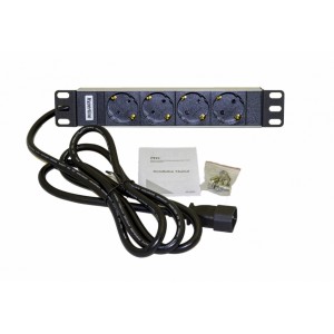 Hyperline SHT10L-4SH-IEC Блок розеток для 10 шкафов, горизонтальный, 4 розетки Schuko, входной разъем IEC320 C14 10A, 250В, установочный размер 254 мм, 277х44.4х44.4мм (ДхШхВ), корпус алюминий Hyperline SHT10L-4SH-IEC Блок розеток для 10 шкафов, горизонтальный, 4 розетки Schuko, входной разъем IEC320 C14 10A, 250В, установочный размер 254 мм, 277х44.4х44.4мм (ДхШхВ), корпус алюминий