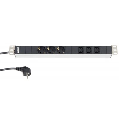 Hyperline SHT19-3SH-3IEC-2.5EU Блок розеток для 19 шкафов, горизонтальный, 3 розетки Schuko, 3 розетки IEC320 C13, кабель питания 2.5м (3х1.5мм2) с вилкой Schuko 16A, 250В, 482.6x44.4x44.4мм (ШхГхВ), копрус алюминий Hyperline SHT19-3SH-3IEC-2.5EU Блок розеток для 19 шкафов, горизонтальный, 3 розетки Schuko, 3 розетки IEC320 C13, кабель питания 2.5м (3х1.5мм2) с вилкой Schuko 16A, 250В, 482.6x44.4x44.4мм (ШхГхВ), копрус алюминий