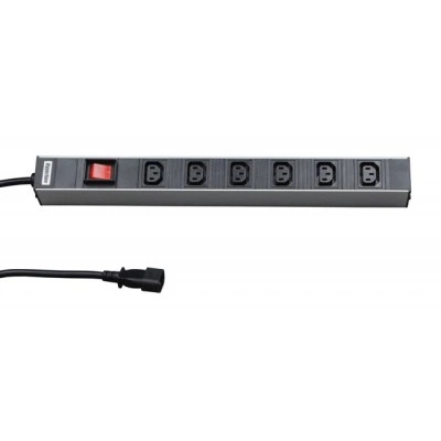 Hyperline SHT19-6IEC-S-2.5IEC Блок розеток для 19 шкафов, горизонтальный, 6 розеток IEC320 C13, выключатель с подсветкой, кабель питания 2.5м (3х1.0мм2) с вилкой IEC320 C14 10A, 250В, 482.6x44.4x44.4мм (ШхГхВ), корпус алюминий Hyperline SHT19-6IEC-S-2.5IEC Блок розеток для 19 шкафов, горизонтальный, 6 розеток IEC320 C13, выключатель с подсветкой, кабель питания 2.5м (3х1.0мм2) с вилкой IEC320 C14 10A, 250В, 482.6x44.4x44.4мм (ШхГхВ), корпус алюминий