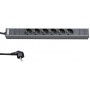 Hyperline SHT19-6SH-2.5EU Блок розеток для 19" шкафов, горизонтальный, 6 розеток Schuko, кабель питания 2.5м (3х1.5мм2) с вилкой Schuko 16A, 250В, 482.6x44.4x44.4мм (ШхГхВ), корпус алюминий Hyperline SHT19-6SH-2.5EU Блок розеток для 19" шкафов, горизонтальный, 6 розеток Schuko, кабель питания 2.5м (3х1.5мм2) с вилкой Schuko 16A, 250В, 482.6x44.4x44.4мм (ШхГхВ), корпус алюминий