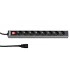 Hyperline SHT19-8SH-S-2.5IEC Блок розеток для 19 шкафов, горизонтальный, 8 розеток Schuko, выключатель с подсветкой, кабель питания 2.5м (3х1.0мм2) с вилкой IEC320 C14 10A, 250В, 482.6x44.4x44.4мм (ШхГхВ), корпус алюминий Hyperline SHT19-8SH-S-2.5IEC Блок розеток для 19 шкафов, горизонтальный, 8 розеток Schuko, выключатель с подсветкой, кабель питания 2.5м (3х1.0мм2) с вилкой IEC320 C14 10A, 250В, 482.6x44.4x44.4мм (ШхГхВ), корпус алюминий