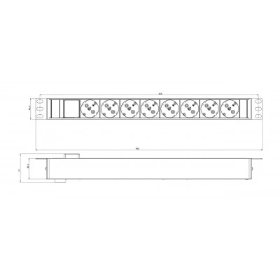 Hyperline SHZ19-8SH-S-IEC Блок розеток для 19 шкафов, горизонтальный, 8 розеток Schuko, выключатель с подсветкой, без кабеля питания, входной разъем IEC320 C14 10А, 250В, 482.6x116.0x44.4мм (ШхГхВ), корпус алюминий Hyperline SHZ19-8SH-S-IEC Блок розеток для 19 шкафов, горизонтальный, 8 розеток Schuko, выключатель с подсветкой, без кабеля питания, входной разъем IEC320 C14 10А, 250В, 482.6x116.0x44.4мм (ШхГхВ), корпус алюминий