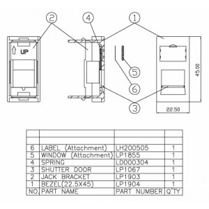 Hyperline SIP2-1K-M45-22.5 Вставка 45x22,5 (аналог Mosaic) для 1 модуля формата Keystone Jack, со шторкой Hyperline SIP2-1K-M45-22.5 Вставка 45x22,5 (аналог Mosaic) для 1 модуля формата Keystone Jack, со шторкой