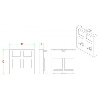 Hyperline SIP2-2N-M45-45 Вставка 45x45 (аналог Mosaic) для 2х модулей формата Keystone Jack, ROHS, белая Hyperline SIP2-2N-M45-45 Вставка 45x45 (аналог Mosaic) для 2х модулей формата Keystone Jack, ROHS, белая