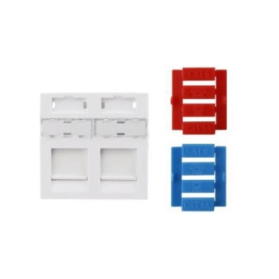 Hyperline SIP3-2K-M45-45 Вставка 45x45 (аналог Mosaic) для 2х модулей Keystone Jack, со шторками Hyperline SIP3-2K-M45-45 Вставка 45x45 (аналог Mosaic) для 2х модулей Keystone Jack, со шторками