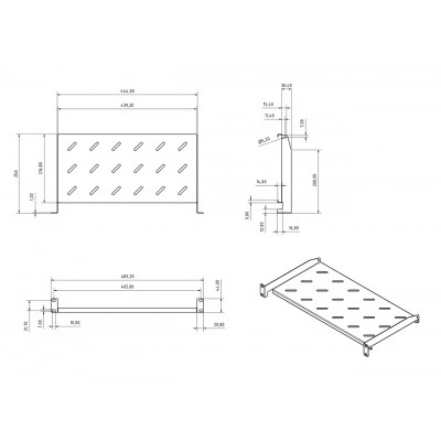 Hyperline TAL3-1U-250-RAL7035 Полка угловая с перфорацией 19, 1U, ширина 440 мм, глубина 250 мм, цвет серый (RAL 7035) Hyperline TAL3-1U-250-RAL7035 Полка угловая с перфорацией 19, 1U, ширина 440 мм, глубина 250 мм, цвет серый (RAL 7035)