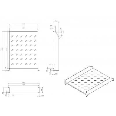 Hyperline TAL3-2U-600-RAL7035 Полка угловая с перфорацией 19, 2U, ширина 440 мм, глубина 600 мм, цвет серый (RAL 7035) Hyperline TAL3-2U-600-RAL7035 Полка угловая с перфорацией 19, 2U, ширина 440 мм, глубина 600 мм, цвет серый (RAL 7035)
