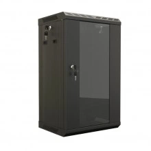 Hyperline TDB-15U-GP-RAL9004 Шкаф настенный 10, 15U, 774,5х390х300, уст. размер 254 мм, со стеклянной дверью, открывающиеся стенки, возможность установки вентилятора, цвет черный (RAL 9004) (собранный)