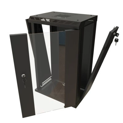 Hyperline TDB-15U-GP-RAL9004 Шкаф настенный 10, 15U, 774,5х390х300, уст. размер 254 мм, со стеклянной дверью, открывающиеся стенки, возможность установки вентилятора, цвет черный (RAL 9004) (собранный) Hyperline TDB-15U-GP-RAL9004 Шкаф настенный 10, 15U, 774,5х390х300, уст. размер 254 мм, со стеклянной дверью, открывающиеся стенки, возможность установки вентилятора, цвет черный (RAL 9004) (собранный)