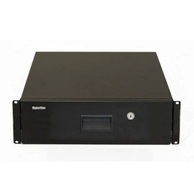 Hyperline TDR3-3U-460-RAL9004 Полка (ящик) для документов с замком, 3U, 133х483х460мм (ВхШхГ), цвет черный (RAL 9004)