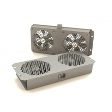 Hyperline TFAB-T2FR-RAL7035 Модуль вентиляторный потолочный с 2-мя вентиляторами для установки в шкафы серий TTB, TTR, TWB, TWL, с подшипниками и крепежными элементами, без кабеля питания, цвет серый (RAL 7035)