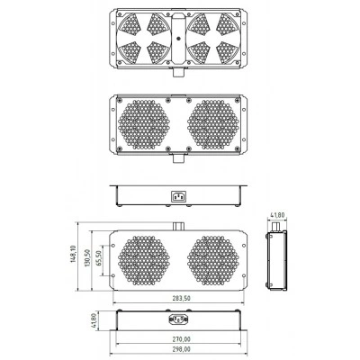Hyperline TFAB-T2FR-RAL7035 Модуль вентиляторный потолочный с 2-мя вентиляторами для установки в шкафы серий TTB, TTR, TWB, TWL, с подшипниками и крепежными элементами, без кабеля питания, цвет серый (RAL 7035) Hyperline TFAB-T2FR-RAL7035 Модуль вентиляторный потолочный с 2-мя вентиляторами для установки в шкафы серий TTB, TTR, TWB, TWL, с подшипниками и крепежными элементами, без кабеля питания, цвет серый (RAL 7035)