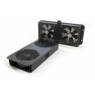 Hyperline TFAB-T2FR-RAL9004 Модуль вентиляторный потолочный с 2-мя вентиляторами для установки в шкафы серий TTB, TTR, TWB, TWL, с подшипниками и крепежными элементами, без кабеля питания, цвет черный (RAL 9004SN)