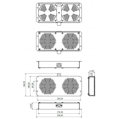 Hyperline TFAB-T2FR-RAL9004 Модуль вентиляторный потолочный с 2-мя вентиляторами для установки в шкафы серий TTB, TTR, TWB, TWL, с подшипниками и крепежными элементами, без кабеля питания, цвет черный (RAL 9004SN) Hyperline TFAB-T2FR-RAL9004 Модуль вентиляторный потолочный с 2-мя вентиляторами для установки в шкафы серий TTB, TTR, TWB, TWL, с подшипниками и крепежными элементами, без кабеля питания, цвет черный (RAL 9004SN)