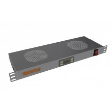 Hyperline TRFA-MICR-2F-RAL7035 Модуль вентиляторный 19, 1U, глубиной 170мм, с термостатом и 2-мя вентиляторами, номинальная мощность 35.20 Вт, датчик температуры, кабель питания C13-Schuko 1.8м, цвет серый (RAL 7035)