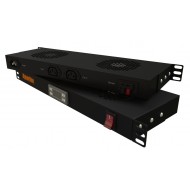 Hyperline TRFA-MICR-2F-RAL9004 Модуль вентиляторный 19, 1U, глубиной 170мм, с термостатом и 2-мя вентиляторами, номинальная мощность 35.20 Вт, датчик температуры, кабель питания C13-Schuko 1.8м, цвет черный (RAL 9004)