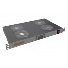 Hyperline TRFA-MICR-4F-RAL7035 Модуль вентиляторный 19, 1U, глубиной 290мм, с термостатом и 4-я вентиляторами, номинальная мощность 70.40 Вт, датчик температуры, кабель питания C13-Schuko 1.8м, цвет серый (RAL 7035)