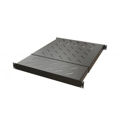 Hyperline TSD3M-1U-650/1100-RAL9005 Полка c 19 креплением, раздвижная, с регулируемой глубиной установки от 650 мм до 1100 мм, 1U, нагрузка до 150 кг, для установки в шкафы глубиной 800-1200 мм, цвет черный