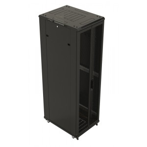 Hyperline TTB-1861-DD-RAL9004 Шкаф напольный 19-дюймовый, 18U, 988x600х1000 мм (ВхШхГ), передняя и задняя распашные перфорированные двери (75%), ручка с замком, крыша нового типа, цвет черный (RAL 9004) (разобранный) Hyperline TTB-1861-DD-RAL9004 Шкаф напольный 19-дюймовый, 18U, 988x600х1000 мм (ВхШхГ), передняя и задняя распашные перфорированные двери (75%), ручка с замком, крыша нового типа, цвет черный (RAL 9004) (разобранный)