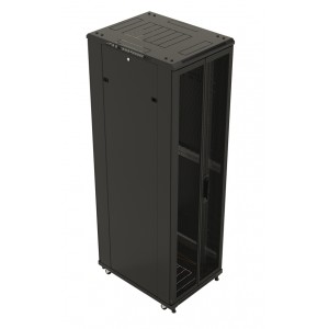 Hyperline TTB-2766-DD-RAL9004 Шкаф напольный 19-дюймовый, 27U, 1388x600х600 мм (ВхШхГ), передняя и задняя распашные перфорированные двери (75%), ручка с замком, крыша нового типа, цвет черный (RAL 9004) (разобранный) Hyperline TTB-2766-DD-RAL9004 Шкаф напольный 19-дюймовый, 27U, 1388x600х600 мм (ВхШхГ), передняя и задняя распашные перфорированные двери (75%), ручка с замком, крыша нового типа, цвет черный (RAL 9004) (разобранный)