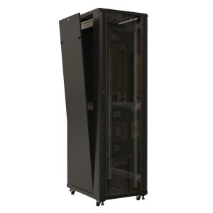 Hyperline TTB-3261-AS-RAL9004 Шкаф напольный 19-дюймовый, 32U, 1610х600х1000 мм (ВхШхГ), передняя стеклянная дверь со стальными перфорированными боковинами, задняя дверь сплошная, ручка с замком, крыша нового типа, цвет черный (RAL 9004) (разобранный) Hyperline TTB-3261-AS-RAL9004 Шкаф напольный 19-дюймовый, 32U, 1610х600х1000 мм (ВхШхГ), передняя стеклянная дверь со стальными перфорированными боковинами, задняя дверь сплошная, ручка с замком, крыша нового типа, цвет черный (RAL 9004) (разобранный)