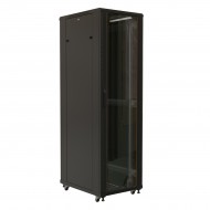 Hyperline TTB-3282-AS-RAL9004 Шкаф напольный 19-дюймовый, 32U, 1610x800х1200 мм (ВхШхГ), передняя дверь стеклянная, задняя дверь сплошная, ручка с замком, 2 вертикальных кабельных организатора, цвет черный (RAL 9004) (разобранный)