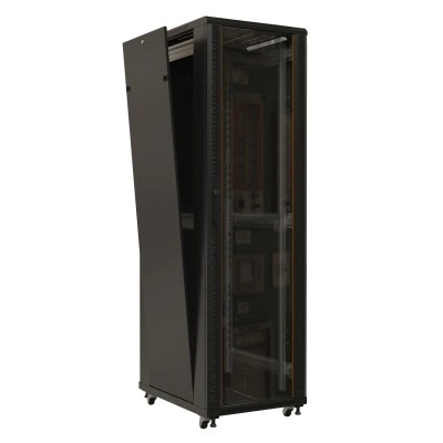 Hyperline TTB-4261-AS-RAL9004 Шкаф напольный 19-дюймовый, 42U, 2055х600х1000 мм (ВхШхГ), передняя стеклянная дверь со стальными перфорированными боковинами, задняя дверь сплошная, ручка с замком, крыша нового типа, цвет черный (RAL 9004) (разобранный) Hyperline TTB-4261-AS-RAL9004 Шкаф напольный 19-дюймовый, 42U, 2055х600х1000 мм (ВхШхГ), передняя стеклянная дверь со стальными перфорированными боковинами, задняя дверь сплошная, ручка с замком, крыша нового типа, цвет черный (RAL 9004) (разобранный)