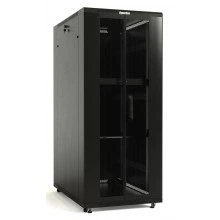 Hyperline TTB-4262-DD-RAL9004 Шкаф напольный 19-дюймовый, 42U, 2055x600х1200 мм (ВхШхГ), передняя и задняя распашные перфорированные двери (75%), ручка с замком, крыша нового типа, цвет черный (RAL 9004) (разобранный)