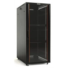 Hyperline TTB-4282-AS-RAL9004 Шкаф напольный 19-дюймовый, 42U, 2055x800х1200 мм (ВхШхГ), передняя дверь стеклянная, задняя дверь сплошная, ручка с замком, 2 вертикальных кабельных организатора, цвет черный (RAL 9004) (разобранный)