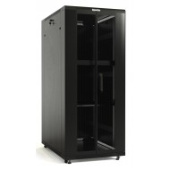 Hyperline TTB-4286-DD-RAL9004 Шкаф напольный 19-дюймовый, 42U, 2055x800х600 мм (ВхШхГ), передняя и задняя распашные перфорированные двери (75%), ручка с замком, 2 вертикальных кабельных организатора, крыша нового типа, цвет черный (RAL 9004) (разобранный)