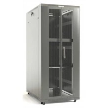 Hyperline TTB-4288-DD-RAL7035 Шкаф напольный 19-дюймовый, 42U, 2055x800х800 мм (ВхШхГ), передняя и задняя распашные перфорированные двери (75%), ручка с замком, 2 вертикальных кабельных организатора, крыша нового типа, цвет серый (RAL 7035) (разобранный)