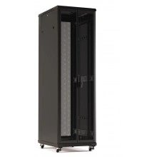 Hyperline TTR-2266-DD-RAL9005 Шкаф напольный 19-дюймовый, 22U, 1166x600х600 мм (ВхШхГ), передняя и задняя распашные перфорированные двери (75%), ручка с замком, цвет черный (RAL 9005) (разобранный)