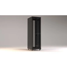 Hyperline TTR-2761-DD-RAL9005 Шкаф напольный 19-дюймовый, 27U, 1388x600х1000 мм (ВхШхГ), передняя и задняя распашные перфорированные двери (75%), ручка с замком, цвет черный (RAL 9005) (разобранный)