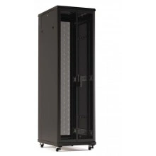 Hyperline TTR-2766-DD-RAL9005 Шкаф напольный 19-дюймовый, 27U, 1388x600х600 мм (ВхШхГ), передняя и задняя распашные перфорированные двери (75%), ручка с замком, цвет черный (RAL 9005) (разобранный)