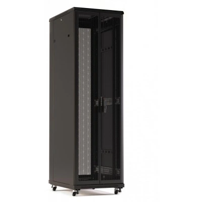 Hyperline TTR-2766-DD-RAL9005 Шкаф напольный 19-дюймовый, 27U, 1388x600х600 мм (ВхШхГ), передняя и задняя распашные перфорированные двери (75%), ручка с замком, цвет черный (RAL 9005) (разобранный) Hyperline TTR-2766-DD-RAL9005 Шкаф напольный 19-дюймовый, 27U, 1388x600х600 мм (ВхШхГ), передняя и задняя распашные перфорированные двери (75%), ручка с замком, цвет черный (RAL 9005) (разобранный)