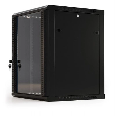 Hyperline TWB-0966-GP-RAL9004 Шкаф настенный 19-дюймовый (19), 9U, 500x600х600мм, стеклянная дверь с перфорацией по бокам, ручка с замком, цвет черный (RAL 9004) (разобранный) Hyperline TWB-0966-GP-RAL9004 Шкаф настенный 19-дюймовый (19), 9U, 500x600х600мм, стеклянная дверь с перфорацией по бокам, ручка с замком, цвет черный (RAL 9004) (разобранный)