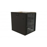Hyperline TWB-2268-GP-RAL9004 Шкаф настенный 19-дюймовый (19), 22U, 1086x600х800мм, стеклянная дверь с перфорацией по бокам, ручка с замком, цвет черный (RAL 9004) (разобранный)