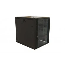 Hyperline TWB-2268-GP-RAL9004 Шкаф настенный 19-дюймовый (19), 22U, 1086x600х800мм, стеклянная дверь с перфорацией по бокам, ручка с замком, цвет черный (RAL 9004) (разобранный)