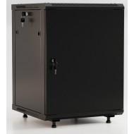 Hyperline TWB-FC-1845-SR-RAL9004 Шкаф настенный 19-дюймовый (19), 18U, 920x600х450мм, металлическая передняя дверь с замком, две боковые панели, с возможностью установки на ножки (в комплекте), цвет черный (RAL 9004) (разобранный)