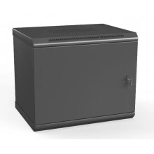 Hyperline TWL-0666-SR-RAL9005 Шкаф настенный 19-дюймовый (19), 6U, 367x600х600мм, металлическая дверь, несъемные стенки, 1 пара профилей, цвет черный (RAL 9005) (собранный)
