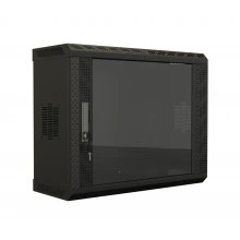 Hyperline TWS-0625-GP-RAL9004 Шкаф настенный 19-дюймовый (19), 6U, 367х600х250, со стеклянной дверью, несъемные боковые панели, цвет черный (RAL 9004) (собранный)