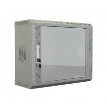 Hyperline TWS-1525-GP-RAL7035 Шкаф настенный 19-дюймовый (19), 15U, 740х600х250, со стеклянной дверью, несъемные боковые панели, цвет серый (RAL 7035) (собранный)