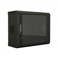 Hyperline TWS-1525-GP-RAL9004 Шкаф настенный 19-дюймовый (19), 15U, 740х600х250, со стеклянной дверью, несъемные боковые панели, цвет черный (RAL 9004) (собранный)