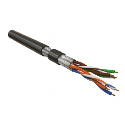 Hyperline UFTP4-C6-P26-IN-LSZH-BK-100 (100 м) Кабель витая пара, экранированная U/FTP, категория 6, 4 пары (26 AWG), многожильный (patch), каждая пара в фольге, LSZH, черный