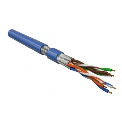 Hyperline UFTP4-C6-P26-IN-LSZH-BL-100 (100 м) Кабель витая пара, экранированная U/FTP, категория 6, 4 пары (26 AWG), многожильный (patch), каждая пара в фольге, LSZH, синий