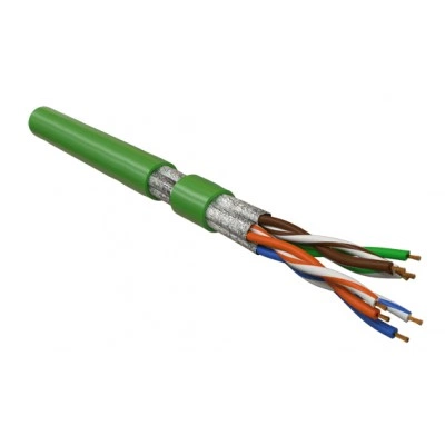 Hyperline UFTP4-C6-P26-IN-LSZH-GN-100 (100 м) Кабель витая пара, экранированная U/FTP, категория 6, 4 пары (26 AWG), многожильный (patch), каждая пара в фольге, LSZH, зеленый