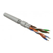 Hyperline UFTP4-C6-P26-IN-LSZH-GY-100 (100 м) Кабель витая пара, экранированная U/FTP, категория 6, 4 пары (26 AWG), многожильный (patch), каждая пара в фольге, LSZH, серый